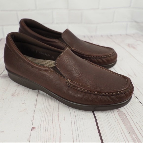 SAS sz 8.5N brown leather comfort loafers - Picture 3 of 12